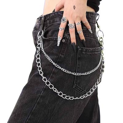 Retro Hip-Hop kalter Wind Taillenkette Anhänger, Punk vielseitige Metallkette Hosen für Herren und Damen