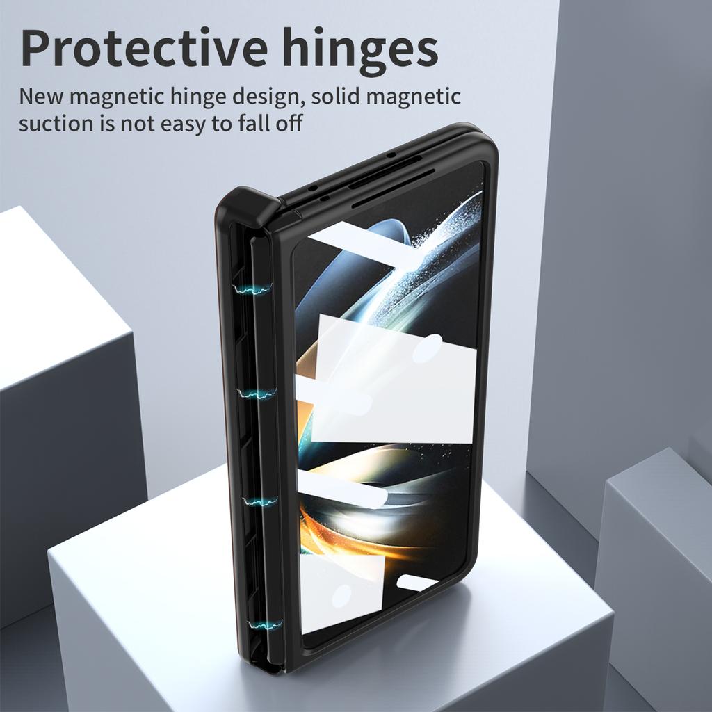 Anti -Dust Matte Leather Kickstand Coque Case For Samsung Galaxy Z Fold 4 5g Fold4 Fold 3 Fold3 Zfold4 Front Glass Film Cases