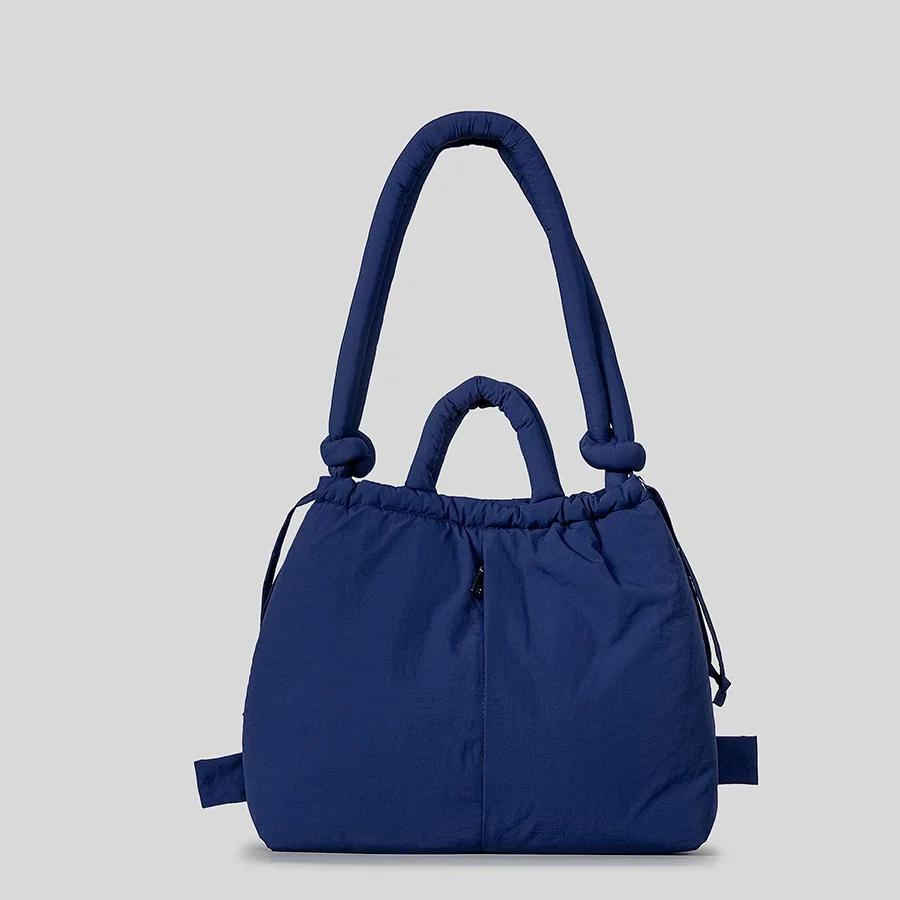 Casual Nylon Purses and Handbags Quilted Women Shoulder Bag Cotton Padded Backpack Drawstring Tote Bags for Women Shopper Clutch