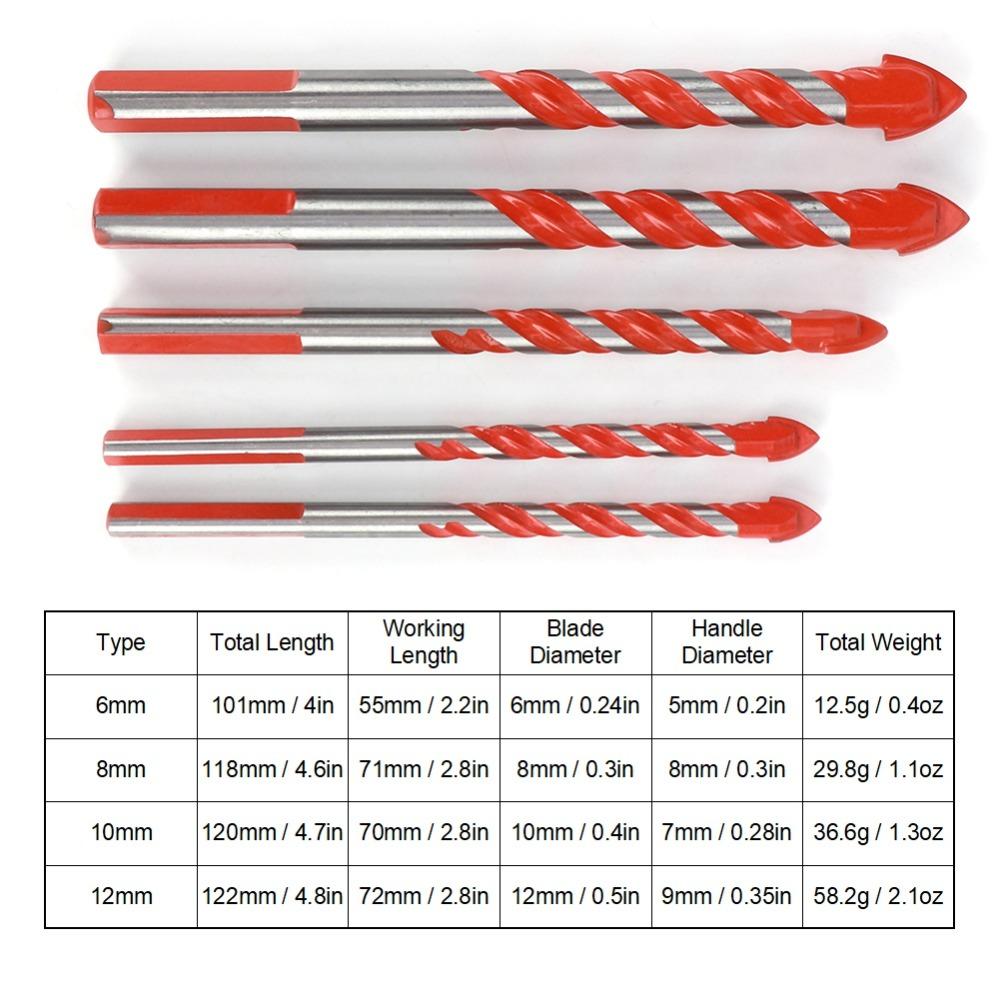 5pcs 6mm 6mm 8mm 10mm 12mm Ceramic Tile Drill Bit Orange Color Drill Bit Set Wall Drilling