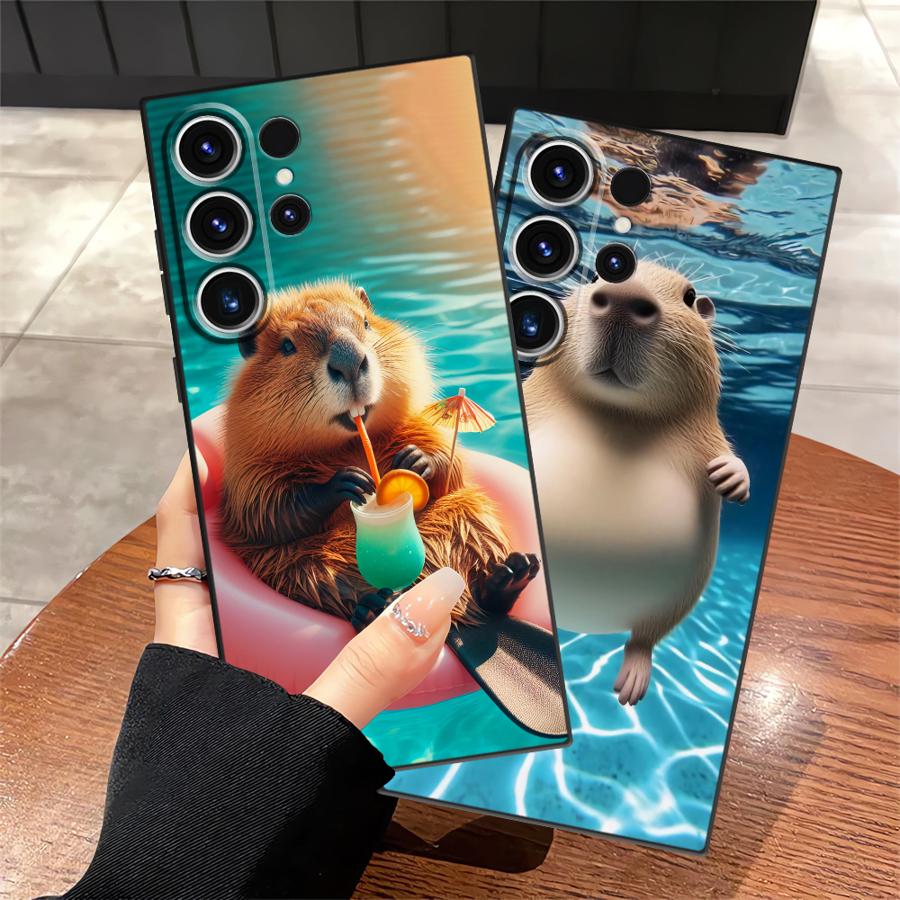 Case for Samsung Galaxy S22 S25+ S20 S23 FE S9 S24+ S24 Plus S21 S25 Ultra Soft Back Phone Cover Cute Capybara
