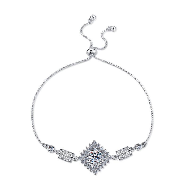 925 Sterling Silver Bracelet Moissanite Jewelry Square Bag Premium 1 Carat Moissanite Bracelet Adjustable