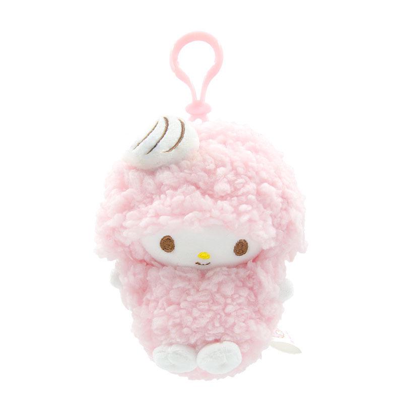 Sanrio Little Sheep Strawberry Piano Coin Purse with Bow and Cream Pendant Charm.