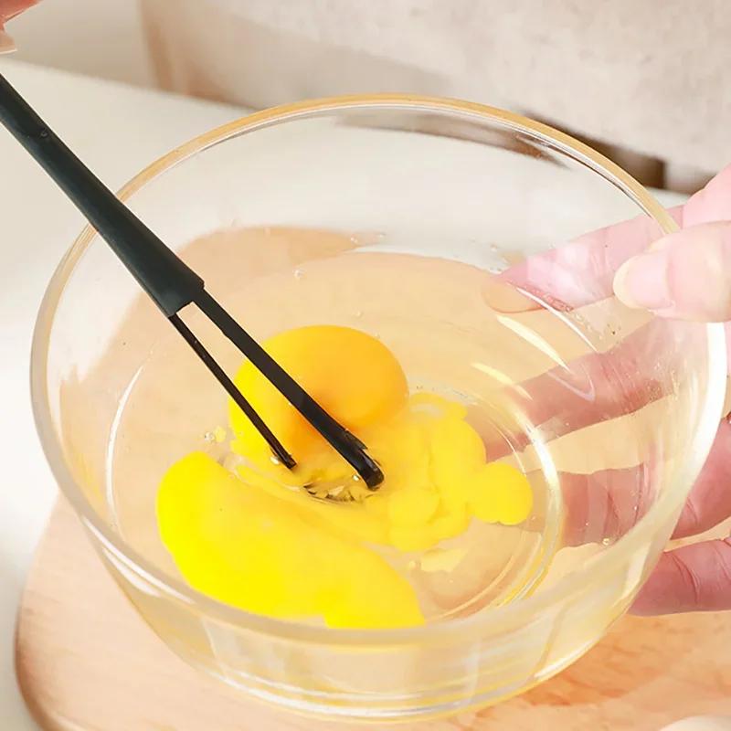 1Pcs Egg Beater PP Manual Milk Frother Seasoning Spoon for Whisk White/Black Multipurpose Kitchen Utensil