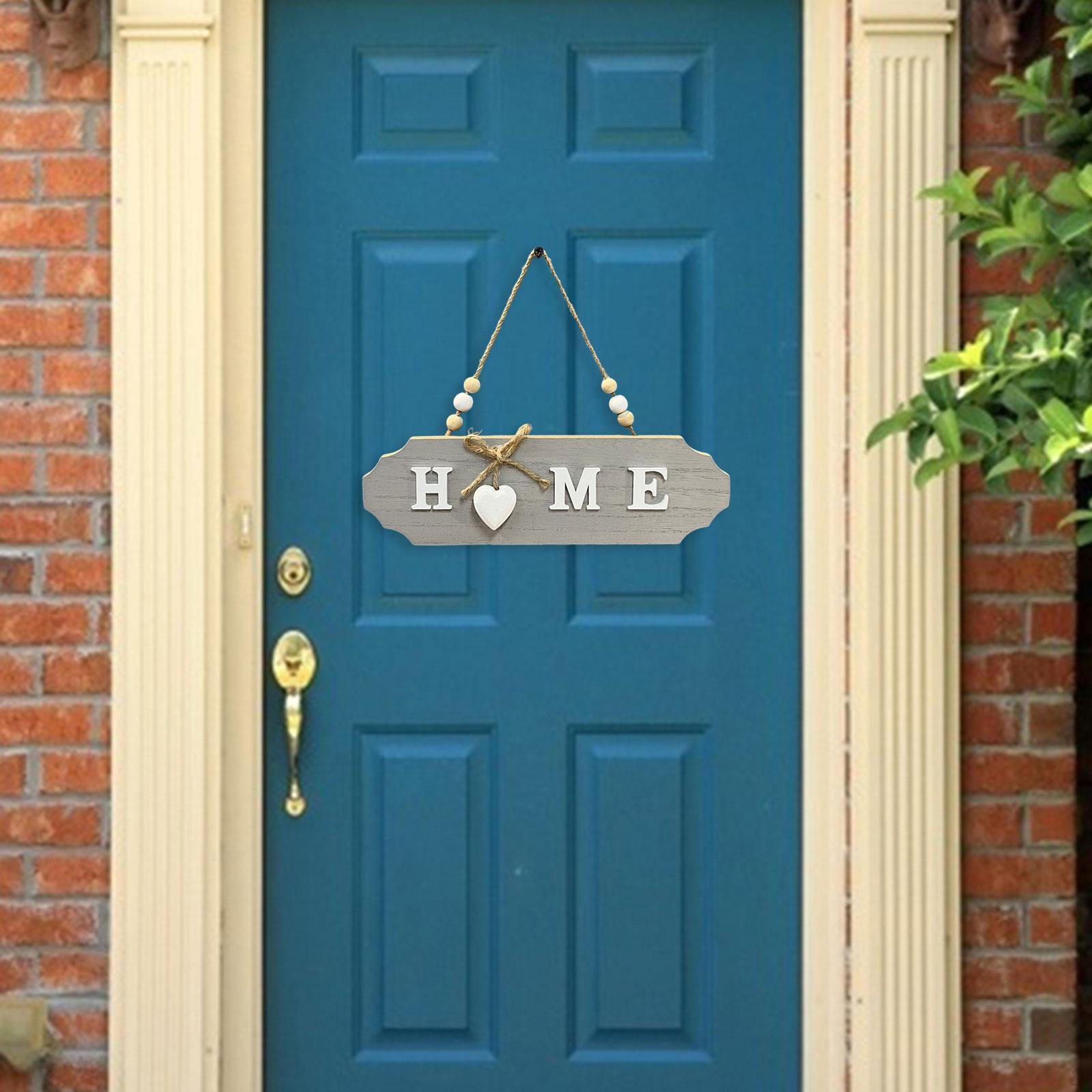 Изготовленный вручную деревянный дверной знак с элегантным бантом home gray