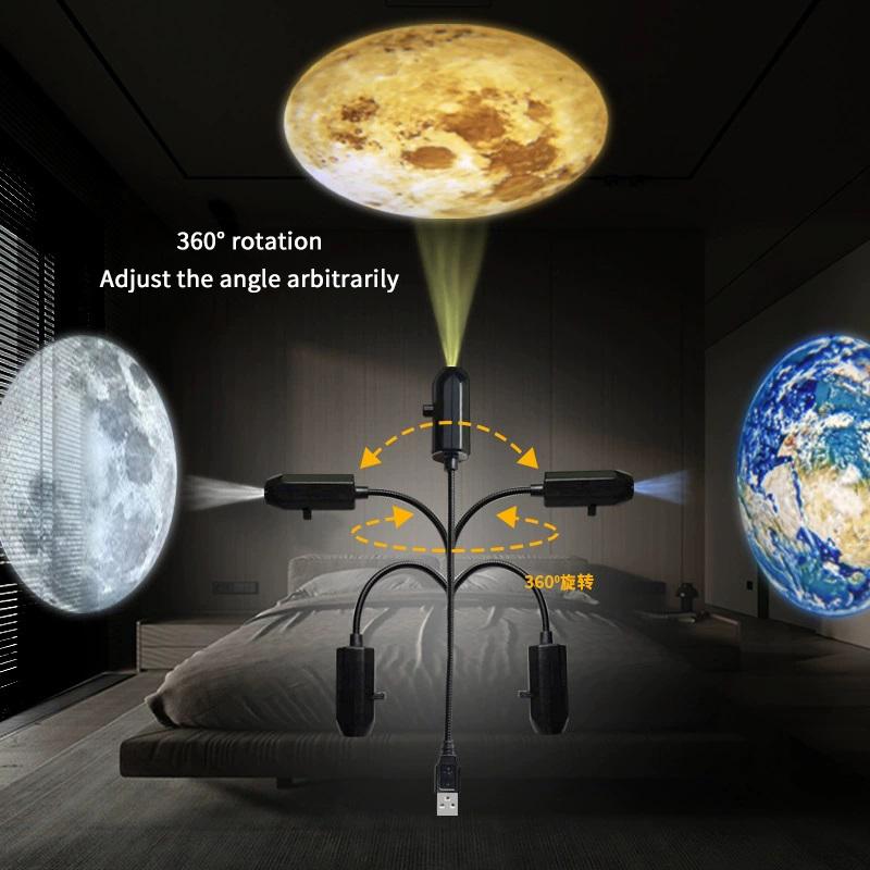 Usb Ceiling Moon Earth Projection Atmosphere Light Starry Sky Lamp Night Light Romantic Bedroom Decoration Galaxy Projector