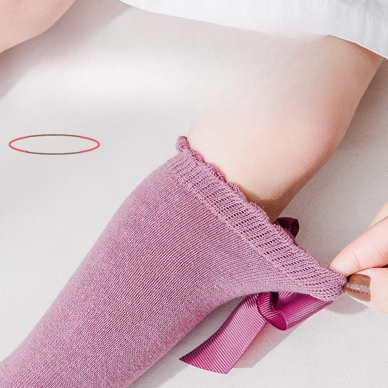 Children's Calf Socks Spring Summer New Solid Color Children's Socks Bowknot Candy Color Princess Socks