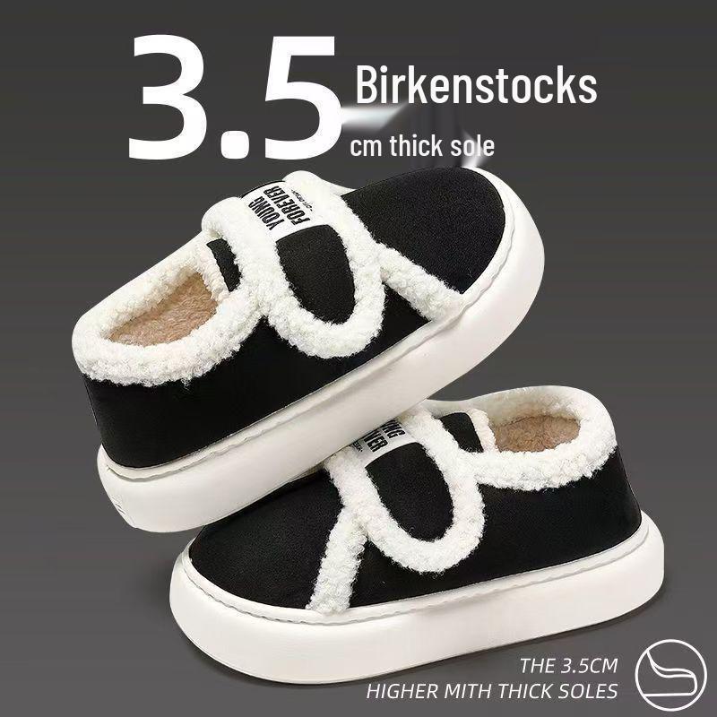 Damskie Zimowe Grube Kapcie Bawełniane Antypoślizgowe – Ciepłe Kapcie Indoor/Outdoor Zamknięte z Magicznym Rzepem