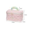 2025 Plaid Pattern Toiletries Case Flip Makeup Bag with Zipper Quilted Cotton Cosmetics Storage Box for Woman and Girls