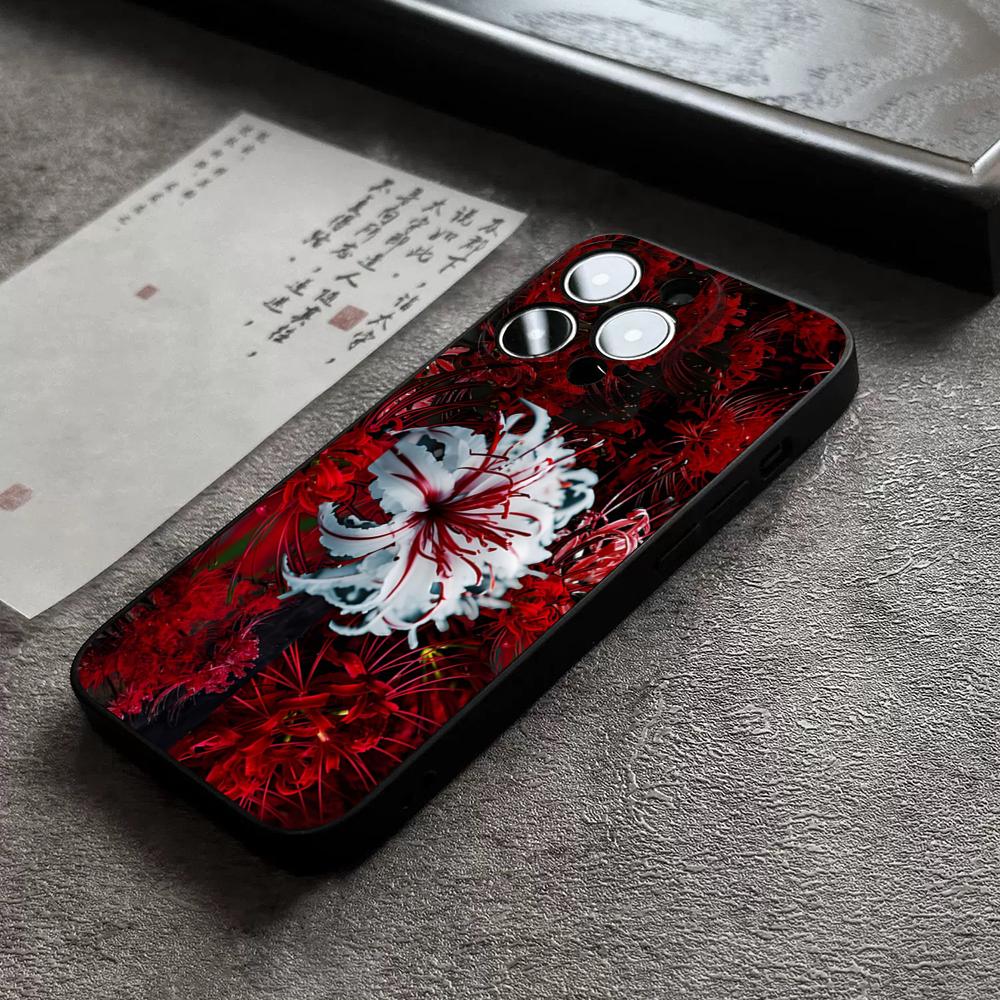 Rote Spinnenlilie Blume der Hölle Handyhülle für 17 Pro Max für iPhone 14 16 Pro Max 12 15 11 13 Pro Xr X Xs 8 7 Plus Rückabdeckung