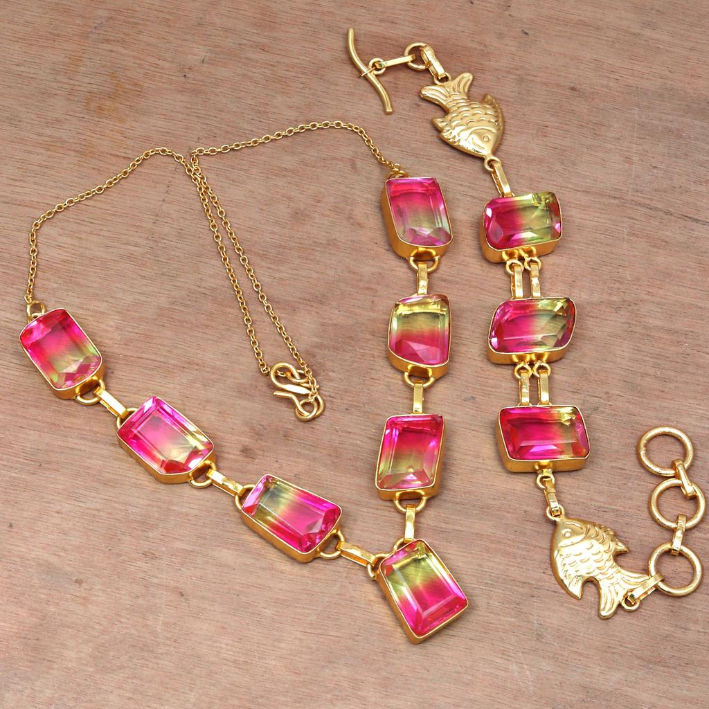 Bio-Tourmulian 14 Ct Gold Plated Jewelry Necklace Bracelets18-20''