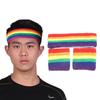Frauen Männer Buntes Regenbogen Stirnband Handgelenkwickel Sportzubehör Yoga Laufen Breit Elastisch Weich Stirnband Lässige Kopfbedeckung