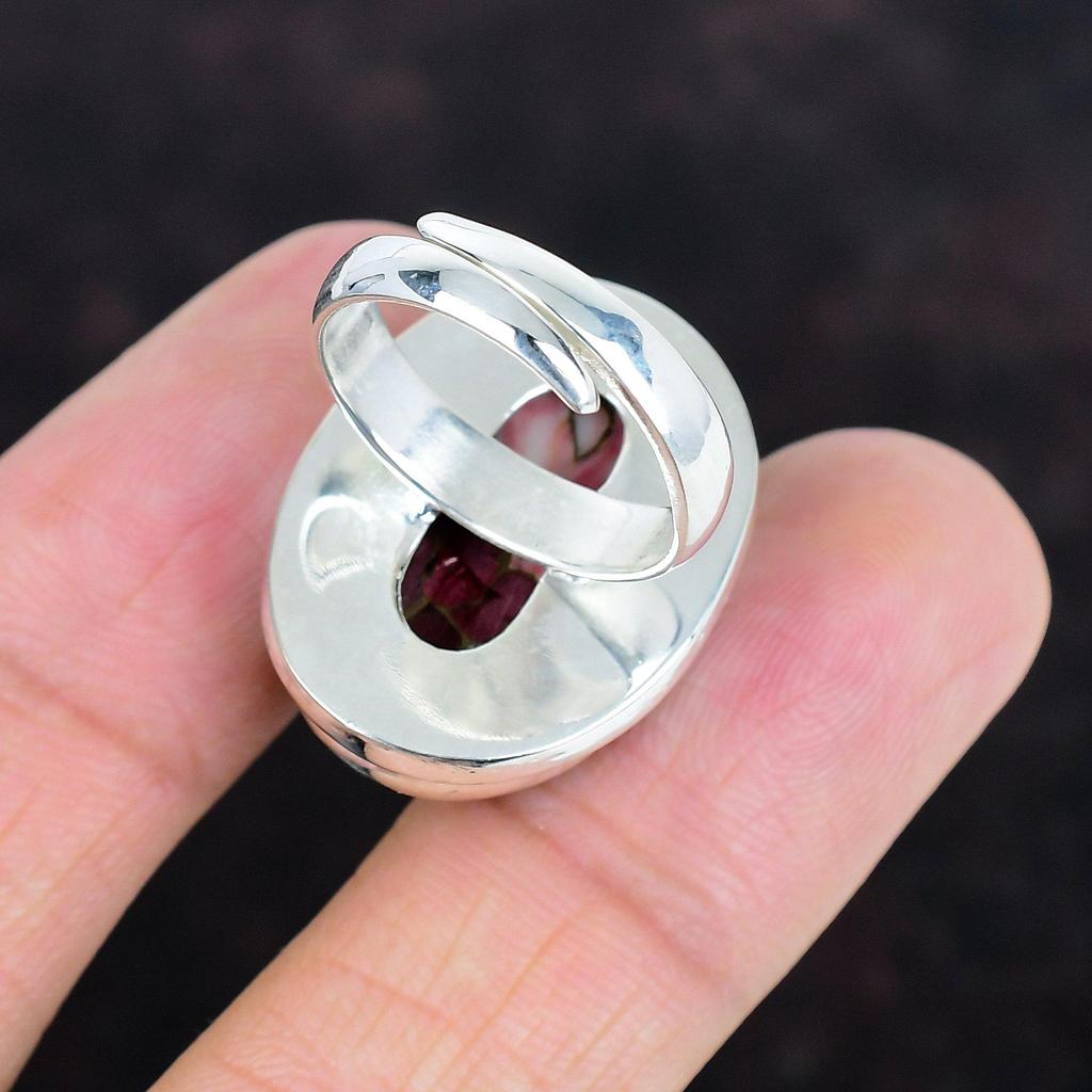 Kingman red mohave copper turquoise ring 925 sterling silver ring unique jewelry adjustable handmade ring dainty gemstone ring gifts for her