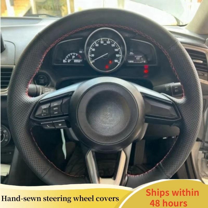 ized Car Steering wheel Cover Black For Mazda 3 Axela 2017-2018 Mazda 6 Atenza CX-3 CX-5 CX-9 DIY Steering Wheel Braid Black Thread