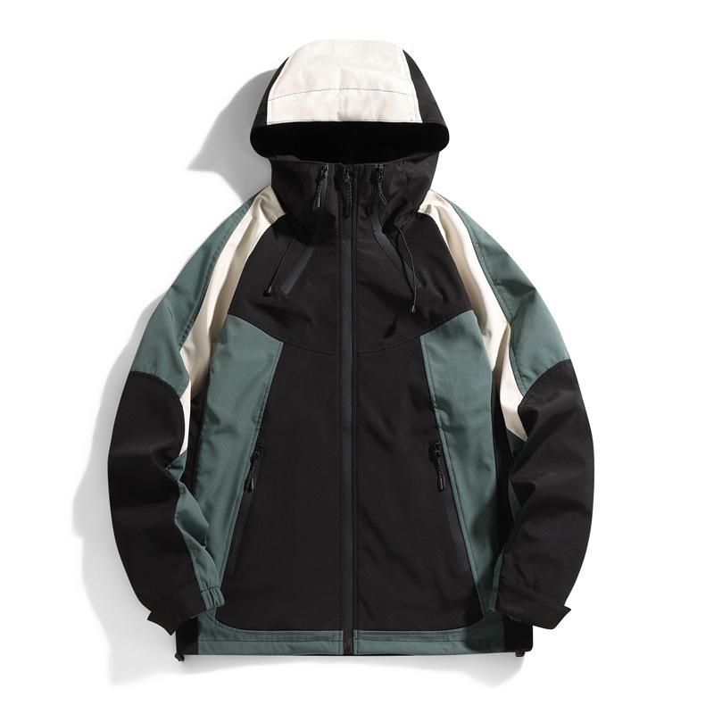 

Mens Hooded Bomber Jackets Windproof Fashion Male Windbreaker Loose Coats Men Casual Fashion Hiking Jackets Sports Outwears 2XL чорний