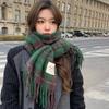 Korean Ins Green Scarf Women's Winter Korean Version Versatile High-end Feeling White Winter Thickened Warm Neck Scarf