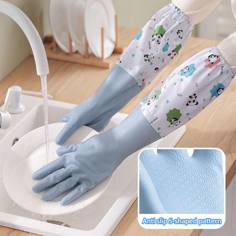 Thicken Women's Dishwashing Long Sleeves PVC Gloves,Waterproof,latex Free,Reusable, Kitchen Cleaning, Working Safety Gloves