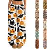 Damen Freizeithose mit Halloween-Print, weites Bein, mit Kordelzug, elastischer Bund für Feiertagspartys