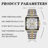 New Fashion Men Watch Luminous Waterproof Chronograph Date Man Wristwatch Square Stainless Steel Quartz Men'S Watches Reloj