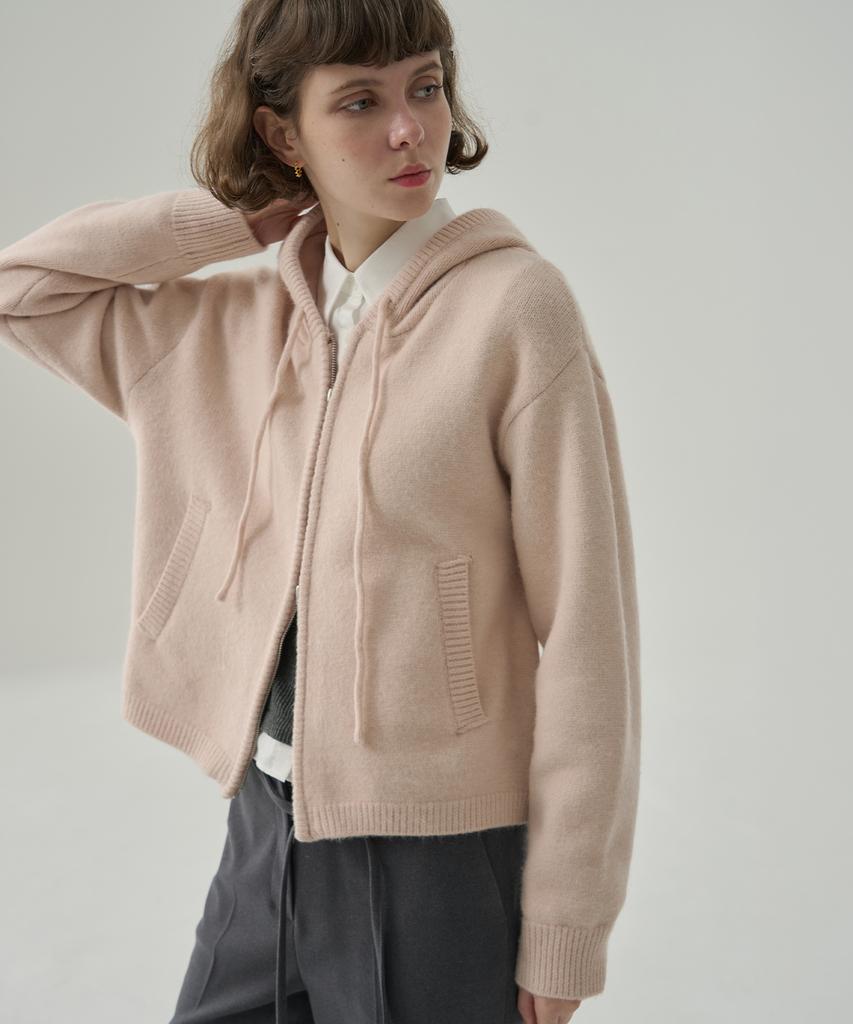 Deuloupisumeon Lottie Two-Way Knit Zip-Up Hoodie [M.Grey]