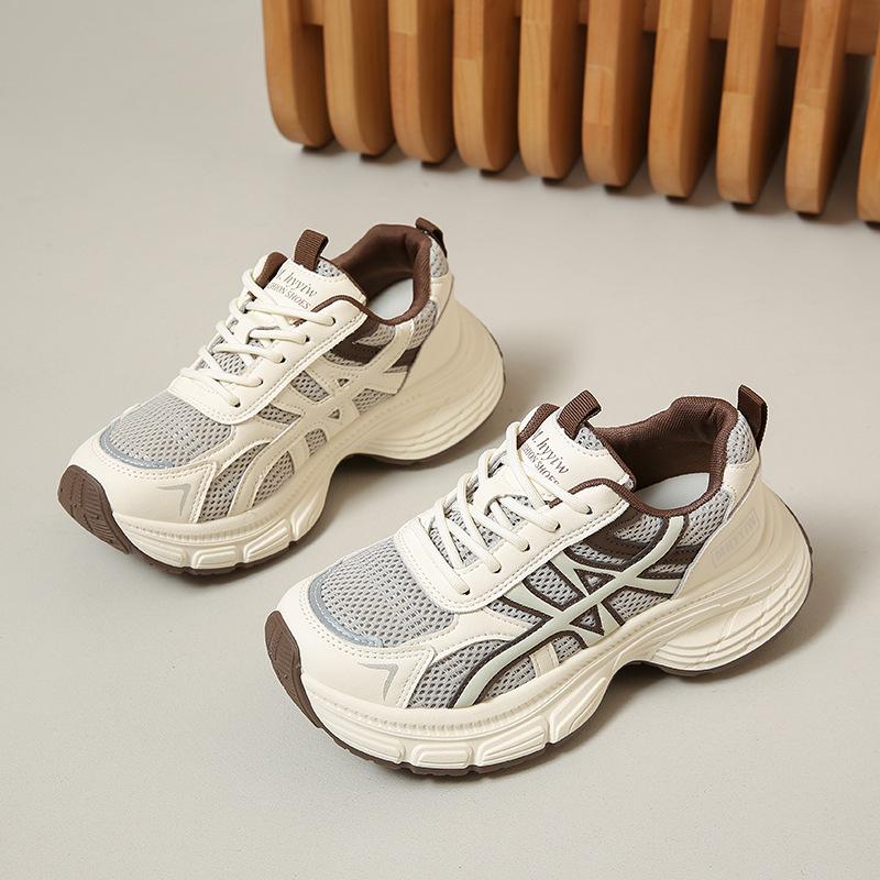 Dad Shoes Girl 2025 Summer New Korean Edition Thick-soled Mesh Breathable Lightweight Running Casual Sneakers ins