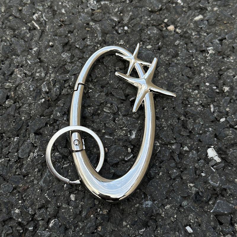 Y2K Punk Star Oval Essential Icon Carabiner Keychain Mountaineering Car Key Ring Gothic Backpack Decor