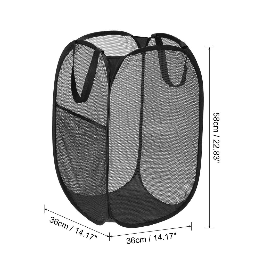 Home Bathroom Mesh Storage Basket Mesh Laundry Hamper Collapsible Laundry Baskets Bag for Laundry Room Travel 36 x 36 x 58cm