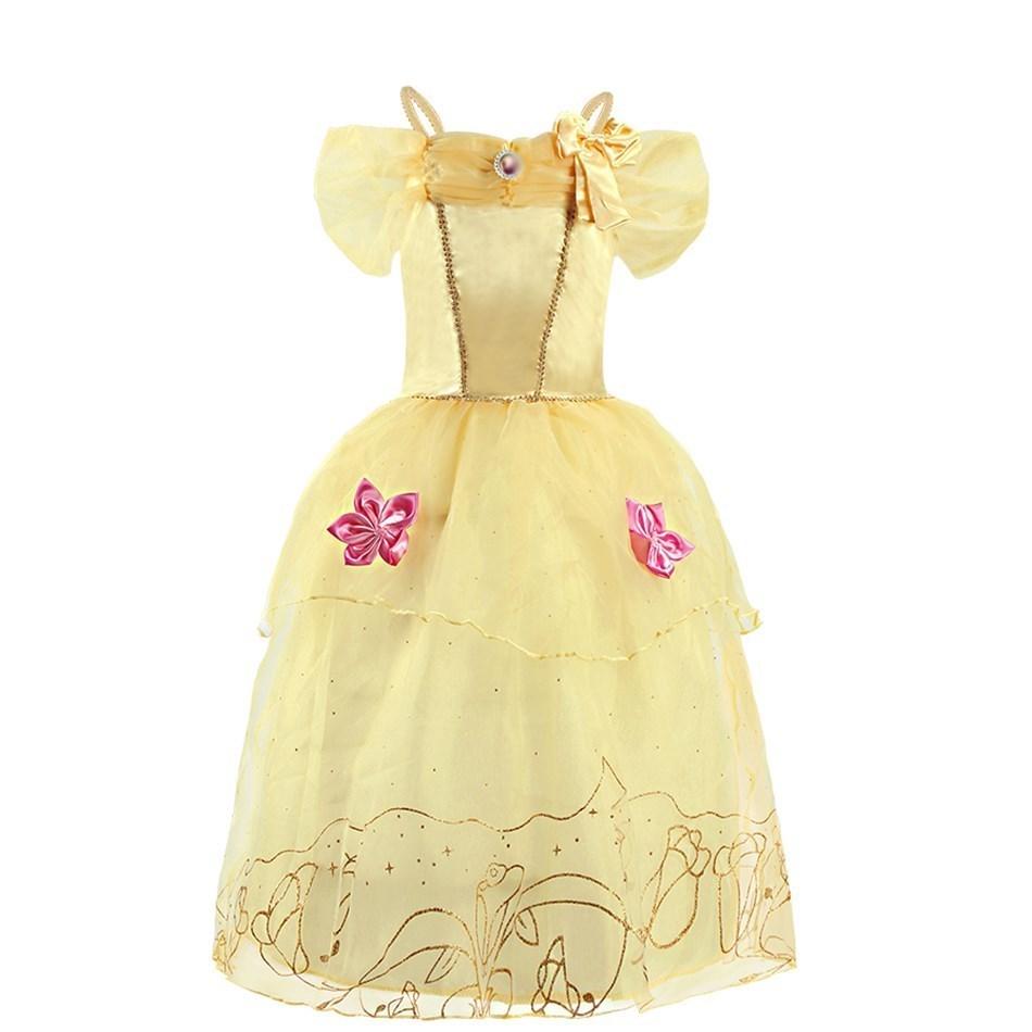 Little Girl Cinderella Dress Rapunzel Belle Halloween Costume Kid Birthday Party Christmas Fancy Evening Dress 2-10 Years