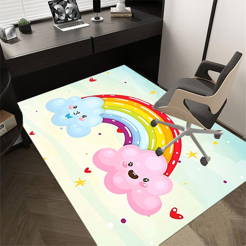 rainbow cloud Crystal Velvet chair mat Area Rug - Non-Slip, Floor Mat, Office Desk Chair Rugs, Bedroom Decor.Christmas Gift-1106171