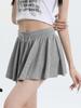 Jupe courte ample décontractée avec cordon de serrage, style Preppy, taille élastique, pour le yoga, la course à pied, respirante, coupe trapèze