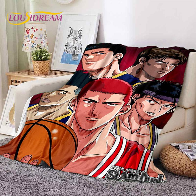 Cartoon Slam Dunk Basketball Anime Soft Blankets,Keep Warm Throw Blanket Comfortable Blanket for Picnic Beds Sofa Home Bedroom