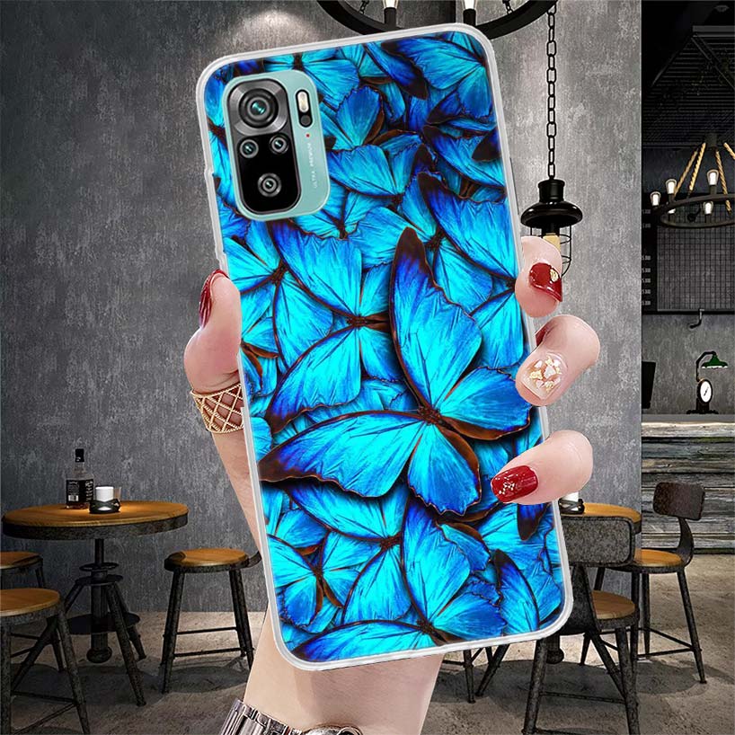 Blue Butterfly Beautiful Wing Soft Phone Case For Xiaomi Redmi Note 15 14 14S 13 12 Pro Plus 12S 11 11S 11E 10 10S 11T 5G Fundas