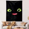 Green Eyes and Pink Smile On Black Background Patterned Tapestry Home Decor, Suitable for Bedroom and Living Room, Gift