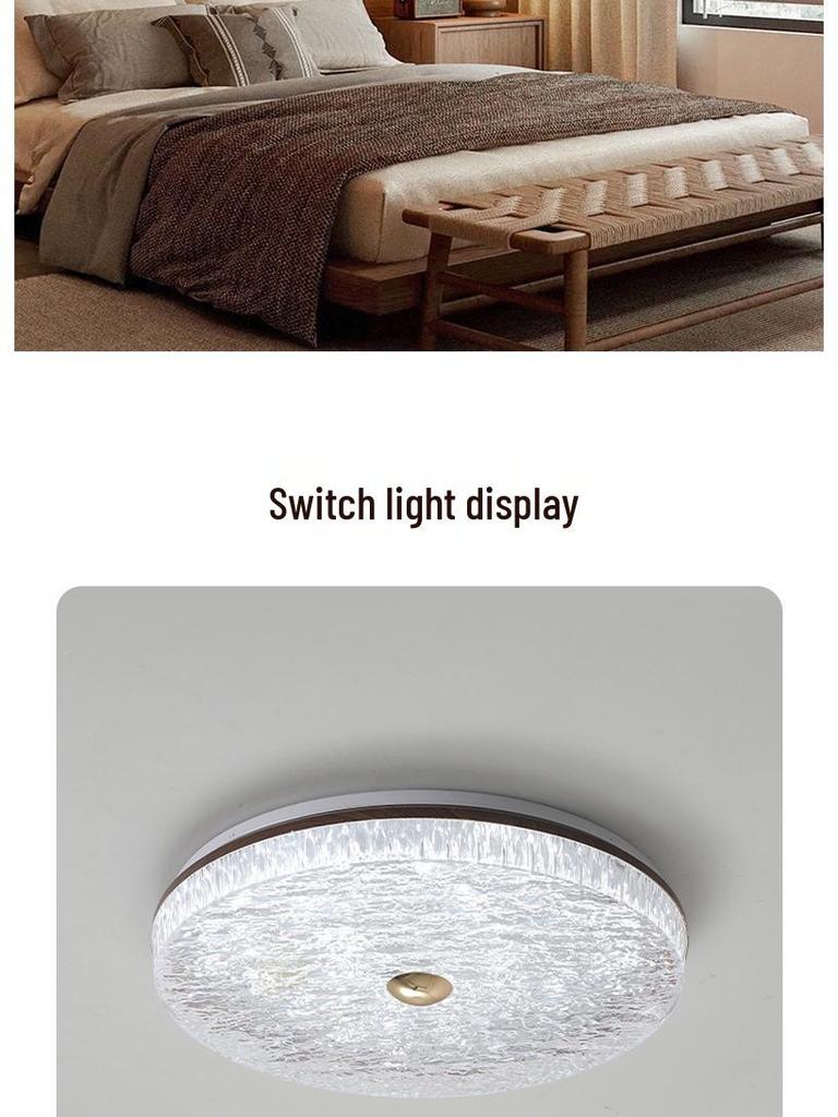 Modern Italian Minimalist Ceiling Light, Walnut Finish, Full Spectrum Eye Protection for Bedroom & Study