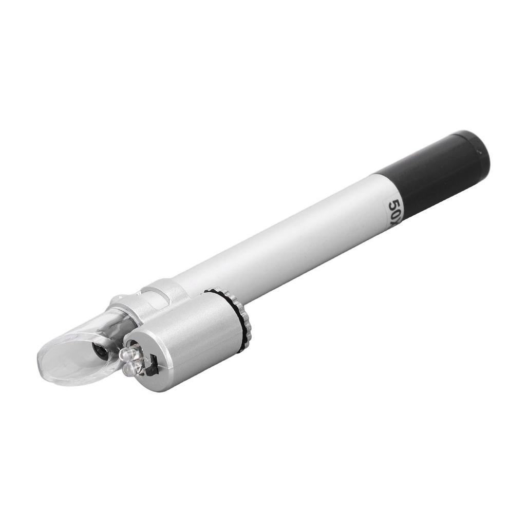 Pen Type Microscope 50X Clear Look Portable Pocket LED Magnifier with Scale for Laboratory Home Jewelry Shop