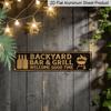 2D Flat, 1pc Rustic Farmhouse Aluminium Decorative Sign "Backyard Bar & Grill Welcome Good Time" with Beer Bottles & Grill Art - Season Holiday
