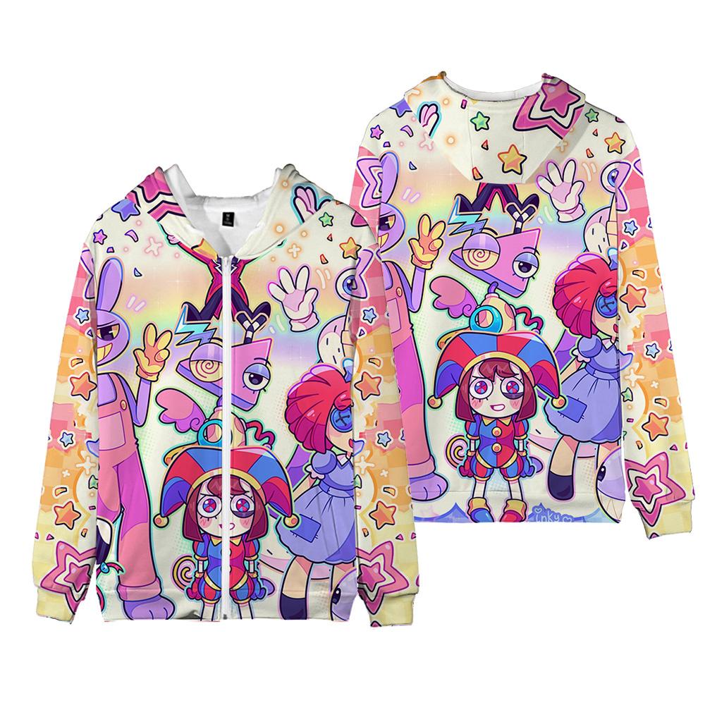 

Женские и мужские куртки с цифровым цирковым принтом, пальто с капюшоном, повседневные толстовки на молнии, мужской спортивный костюм, модная куртка, мужская одежда, верхняя одежда