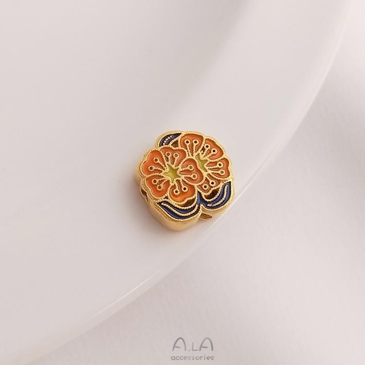 

Позолоченная эмаль клуазоне бусина цветок месяца рождения DIY браслет разделитель аксессуар