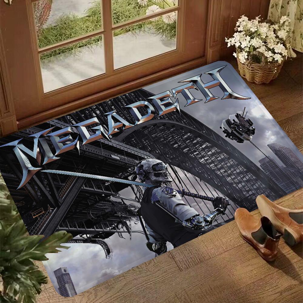 M-Megadeth Band Floor Mat INS Style Soft Bedroom Floor House Laundry Room Mat Anti-skid Bedside Area Rugs