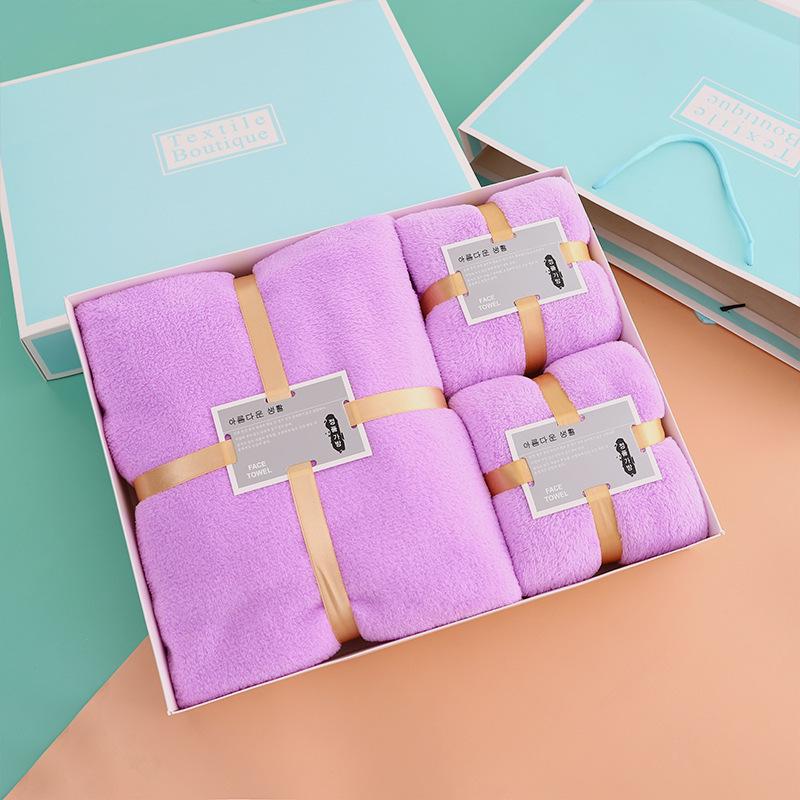 Coral Fleece Bath Towel Gift Set - Custom Logo, Ideal for Company Gifts & Event Souvenirs. Thick Two Towels Small Box