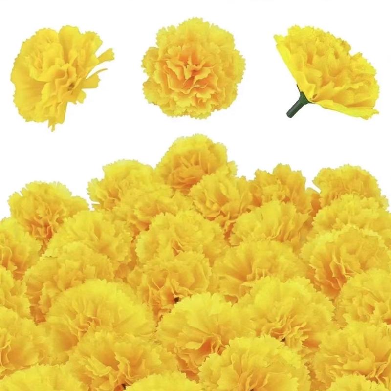 

50 Divisions Realistic Fabric Tagetes Inflorescences 6cm Flower Executives Flexible Substrates For Party Deck Blossomy Arrangements жёлтый