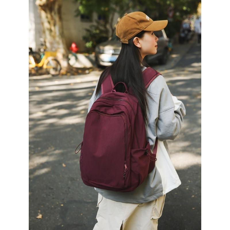 

Повседневный нейлоновый рюкзак большой вместимости Новый студенческий рюкзак Легкий дорожный рюкзак бордовый