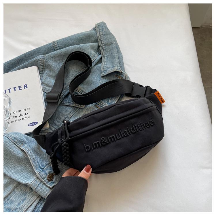 Unisex Embroidered Versatile Crossbody Chest Bag: Trendy & Simple Sports Waist Bag for Students