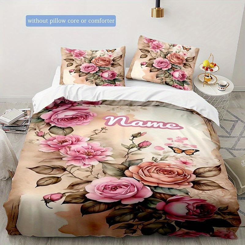 Pinkrose Customize Your Name Duvet Cover Soft Bedding Set For Bedroom Guest Room And Dorm Decoration Threepiece Set Includes 1 Duvet Cover 2