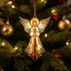 Tree Hanging Charms for Teachers Stained Glass Style Angel Ornament, 2D Acrylic Christmas Holiday Reunion Party Favors Decoration with Gold
