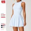 Womens Athletic A-Line Dress With High Neck Built-in Shorts Running Yoga Tennis Sport Suit