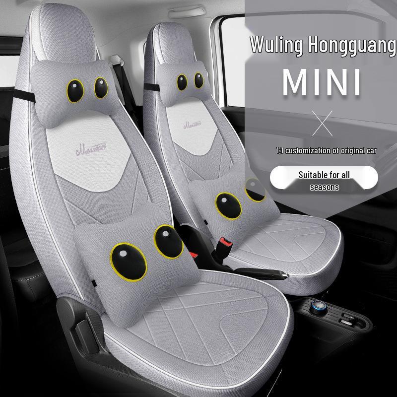 Full Coverage Cartoon Fabric Seat Cover for 2020-2022 Wuling Hongguang MINI 1st & 2nd Gen (4-Seater)