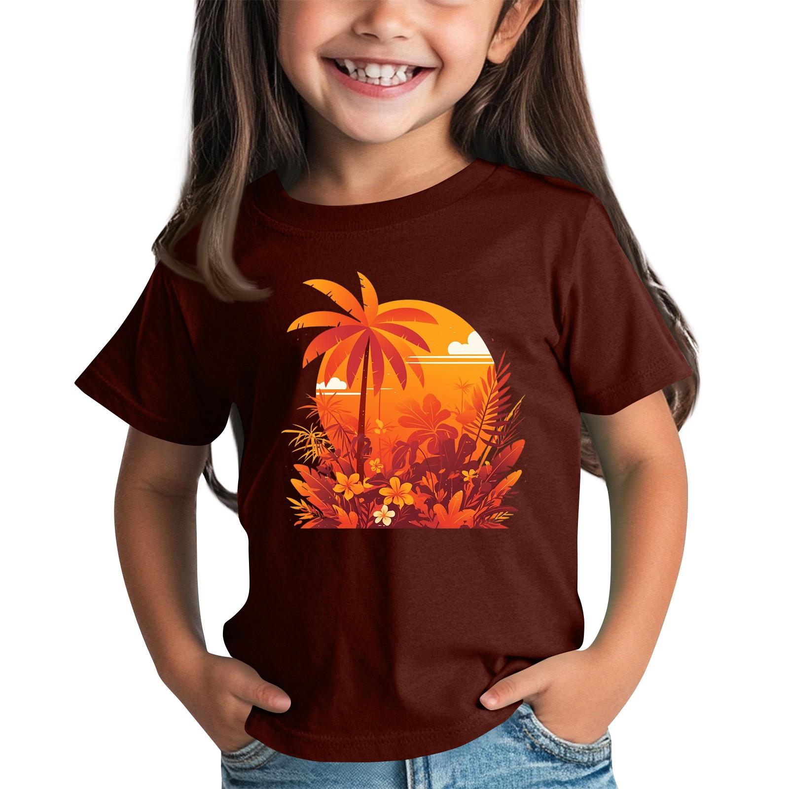 

Детская модная повседневная футболка с круглым вырезом и короткими рукавами 120 винный