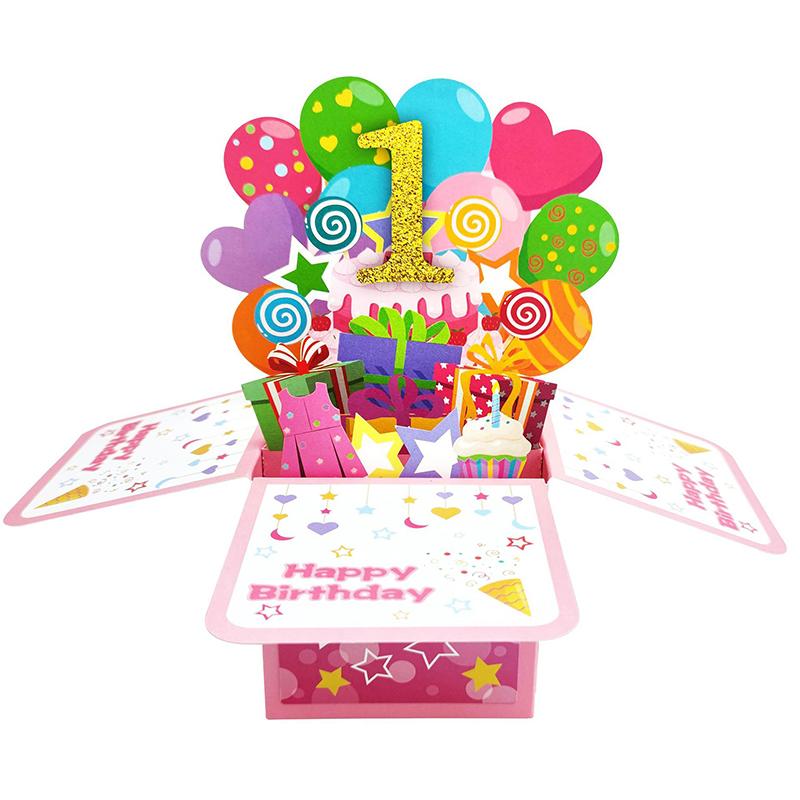 Happy Birthday Card,3D Pop Up Birthday Greeting Card For Baby Gril,Daughter,Granddaughther,Niece With 1 Envelop,1 Message Card