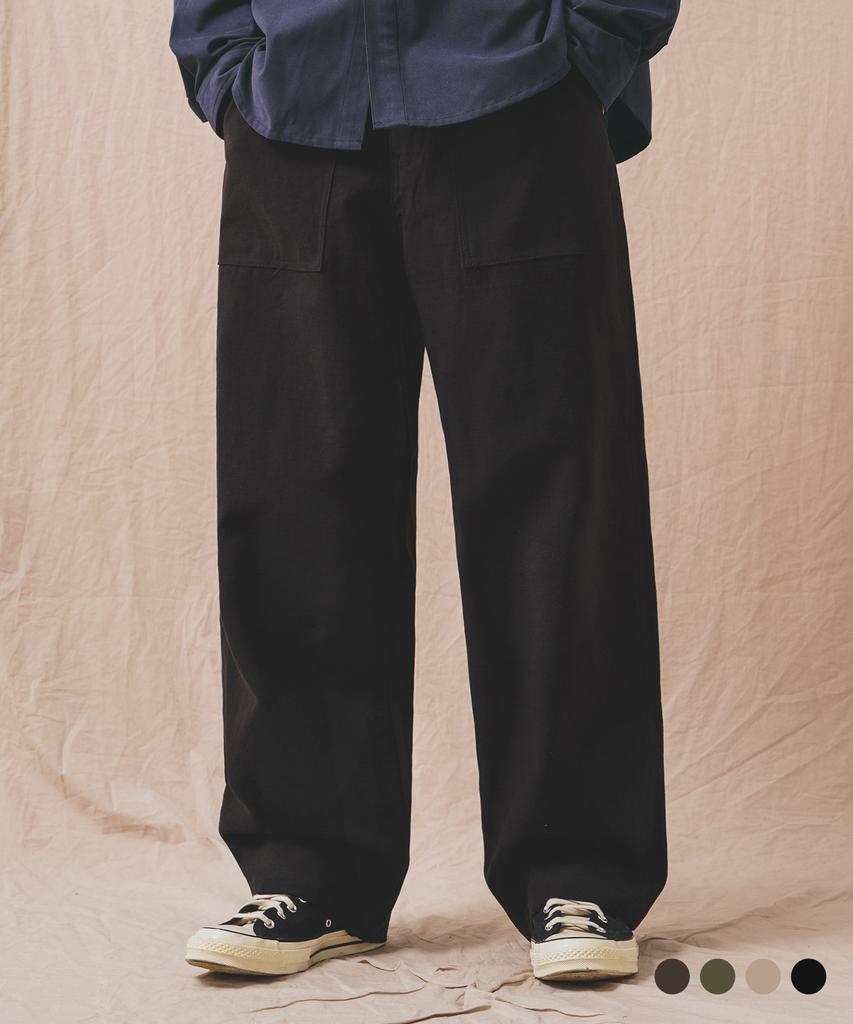 PERSTEP Rough Slub Fatigue Pants Black Julp4678